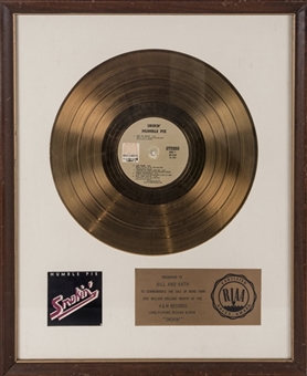 Humble Pie "Smokin" Gold RIAA Sales Award 